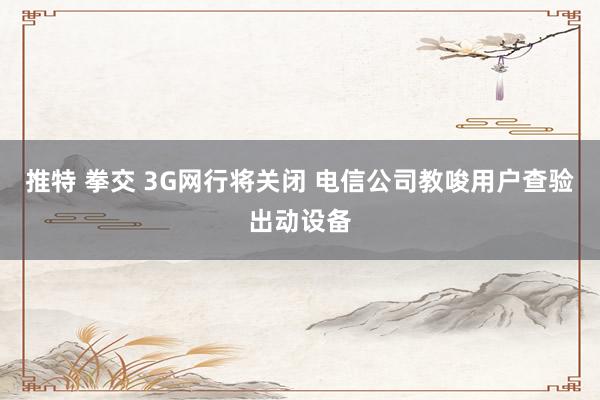 推特 拳交 3G网行将关闭 电信公司教唆用户查验出动设备