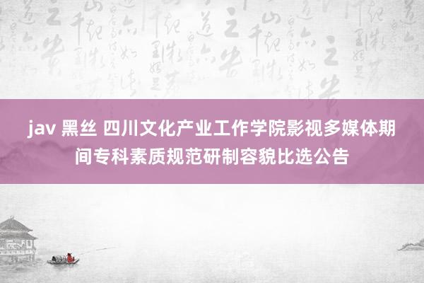 jav 黑丝 四川文化产业工作学院影视多媒体期间专科素质规范研制容貌比选公告
