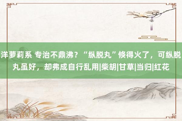 洋萝莉系 专治不鼎沸？“纵脱丸”倏得火了，可纵脱丸虽好，却弗成自行乱用|柴胡|甘草|当归|红花
