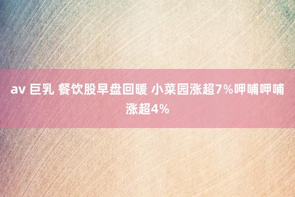 av 巨乳 餐饮股早盘回暖 小菜园涨超7%呷哺呷哺涨超4%